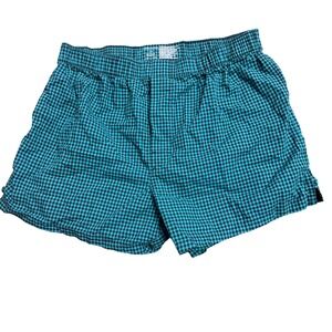 Banana Republic Men's Gingham Checkered Boxer Blue Black Cotton Shorts Size L
